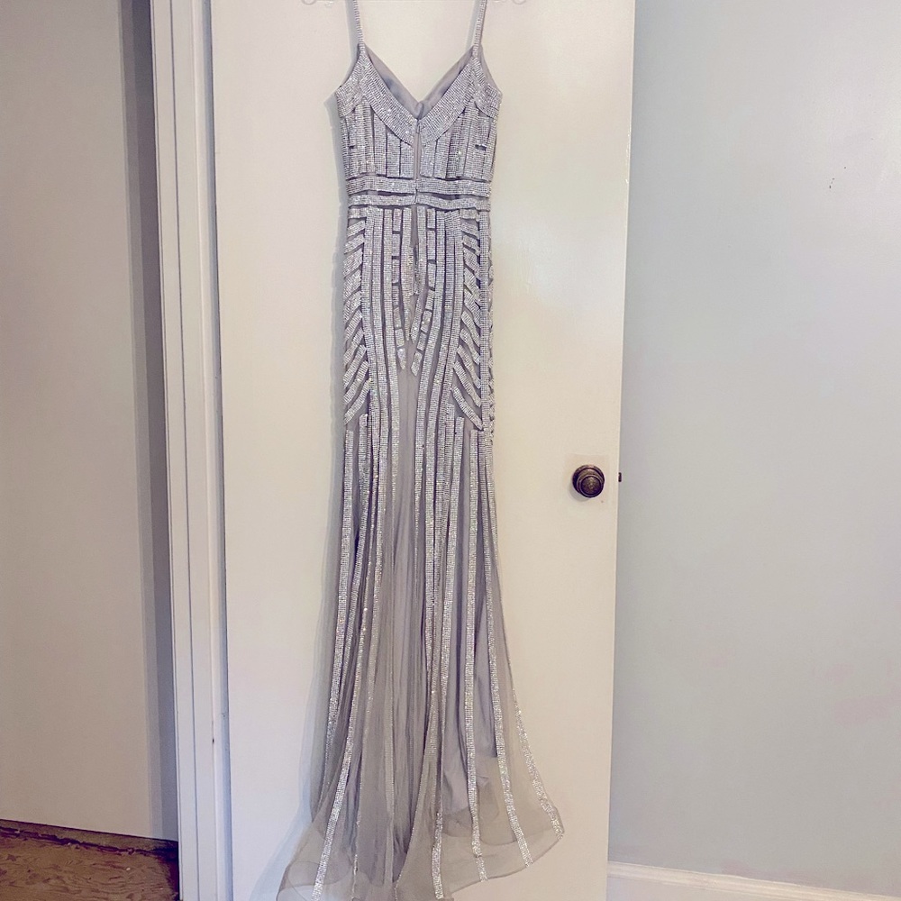 Silver Rhinestone Pageant Dress - Picture 5 of 9